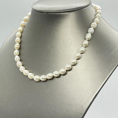 LOT 158: Honora 7mm Oval Cultured Pearl 16" Necklace with 14K Gold Clasp