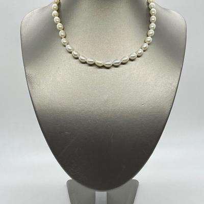 LOT 158: Honora 7mm Oval Cultured Pearl 16" Necklace with 14K Gold Clasp