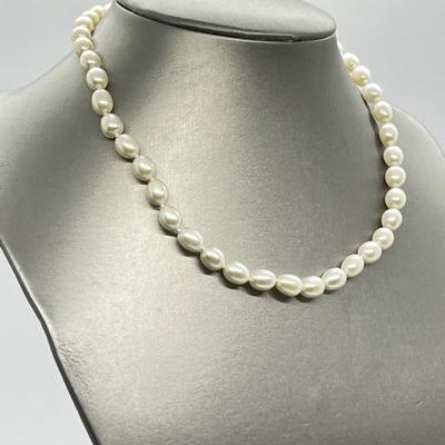 LOT 158: Honora 7mm Oval Cultured Pearl 16" Necklace with 14K Gold Clasp