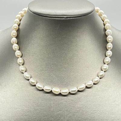 LOT 158: Honora 7mm Oval Cultured Pearl 16" Necklace with 14K Gold Clasp