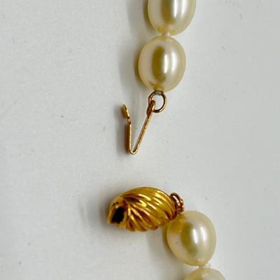 LOT 158: Honora 7mm Oval Cultured Pearl 16" Necklace with 14K Gold Clasp