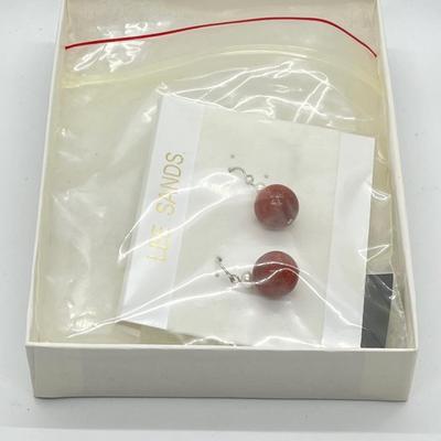LOT 163: Lee Sands Red Sponge Coral Bead Earrings
