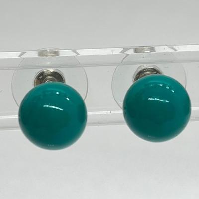 LOT 164: Set of 10 Colorful 10mm Bead Stud Earrings