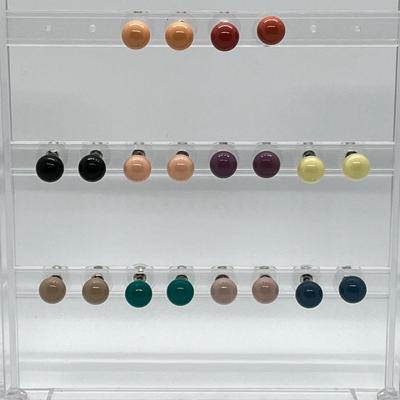 LOT 164: Set of 10 Colorful 10mm Bead Stud Earrings