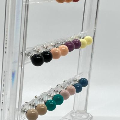 LOT 164: Set of 10 Colorful 10mm Bead Stud Earrings