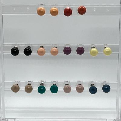 LOT 164: Set of 10 Colorful 10mm Bead Stud Earrings