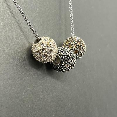 LOT 166: Suspicion Sterling Silver Pave Beads on 18" Chain