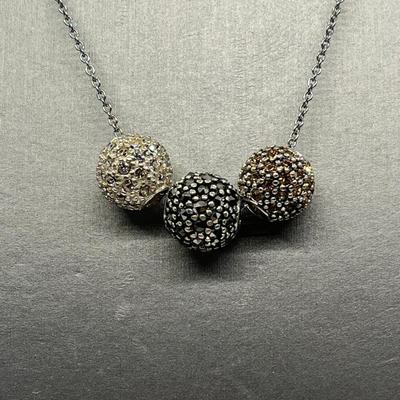 LOT 166: Suspicion Sterling Silver Pave Beads on 18" Chain