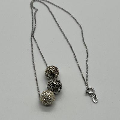 LOT 166: Suspicion Sterling Silver Pave Beads on 18" Chain
