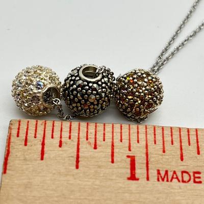 LOT 166: Suspicion Sterling Silver Pave Beads on 18" Chain