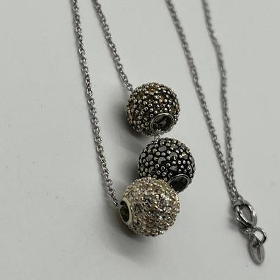 LOT 166: Suspicion Sterling Silver Pave Beads on 18" Chain