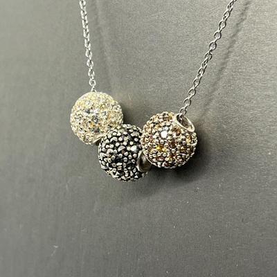 LOT 166: Suspicion Sterling Silver Pave Beads on 18" Chain