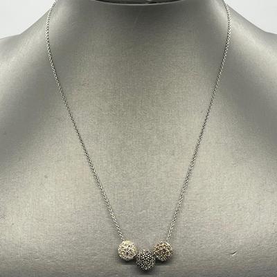 LOT 166: Suspicion Sterling Silver Pave Beads on 18" Chain