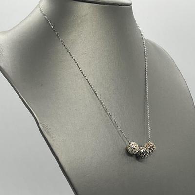 LOT 166: Suspicion Sterling Silver Pave Beads on 18" Chain