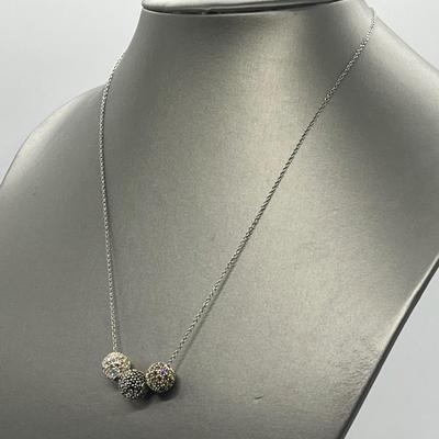 LOT 166: Suspicion Sterling Silver Pave Beads on 18" Chain