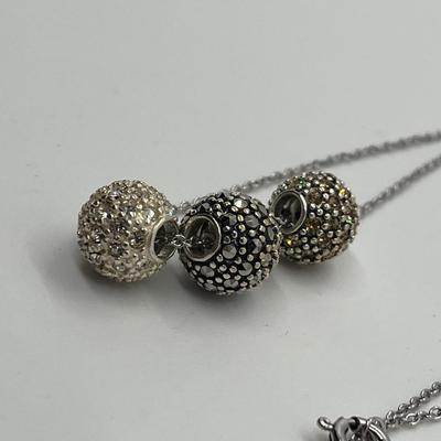 LOT 166: Suspicion Sterling Silver Pave Beads on 18" Chain