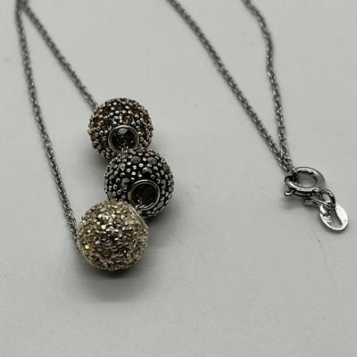 LOT 166: Suspicion Sterling Silver Pave Beads on 18" Chain
