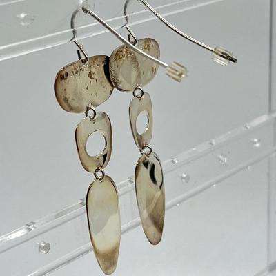 LOT 168: RLM Studio Sterling Silver Hammered Three Tier Drop Earrings