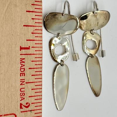 LOT 168: RLM Studio Sterling Silver Hammered Three Tier Drop Earrings