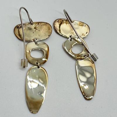 LOT 168: RLM Studio Sterling Silver Hammered Three Tier Drop Earrings
