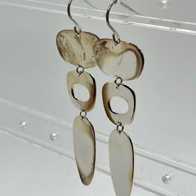 LOT 168: RLM Studio Sterling Silver Hammered Three Tier Drop Earrings