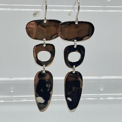LOT 168: RLM Studio Sterling Silver Hammered Three Tier Drop Earrings