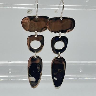 LOT 168: RLM Studio Sterling Silver Hammered Three Tier Drop Earrings