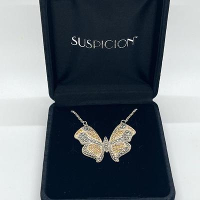 LOT 171: Suspicion 16" Sterling Silver & Marcasite Butterfly Necklace