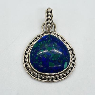 LOT 172: Artisan Crafted Sterling Azurmalachite Pendant