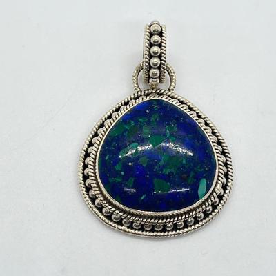 LOT 172: Artisan Crafted Sterling Azurmalachite Pendant