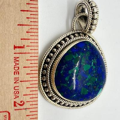 LOT 172: Artisan Crafted Sterling Azurmalachite Pendant