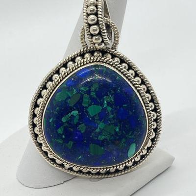 LOT 172: Artisan Crafted Sterling Azurmalachite Pendant