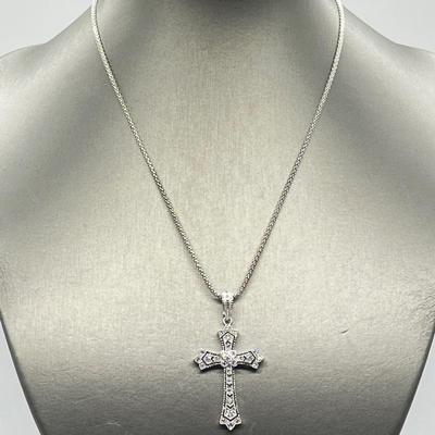 LOT 175: Affinity Diamond 1/4 ct tw Sterling Silver Cross Enhancer/Pendant w/ 17" Chain