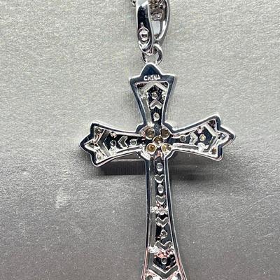LOT 175: Affinity Diamond 1/4 ct tw Sterling Silver Cross Enhancer/Pendant w/ 17" Chain