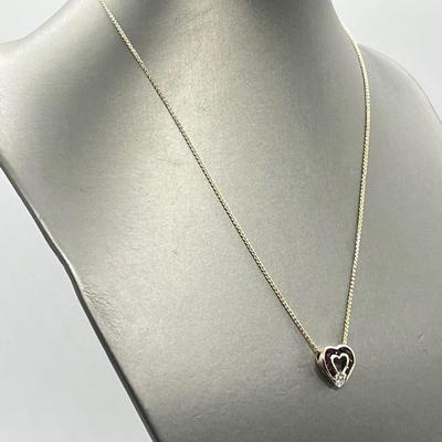 LOT 177: Diamonique Sterling Silver Ruby Sweetheart Pendant w/ 18" Chain