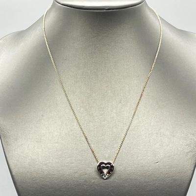 LOT 177: Diamonique Sterling Silver Ruby Sweetheart Pendant w/ 18" Chain