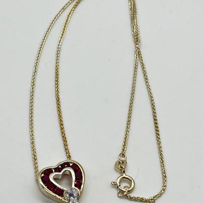 LOT 177: Diamonique Sterling Silver Ruby Sweetheart Pendant w/ 18" Chain