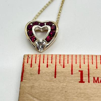 LOT 177: Diamonique Sterling Silver Ruby Sweetheart Pendant w/ 18" Chain