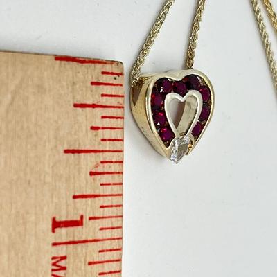 LOT 177: Diamonique Sterling Silver Ruby Sweetheart Pendant w/ 18" Chain