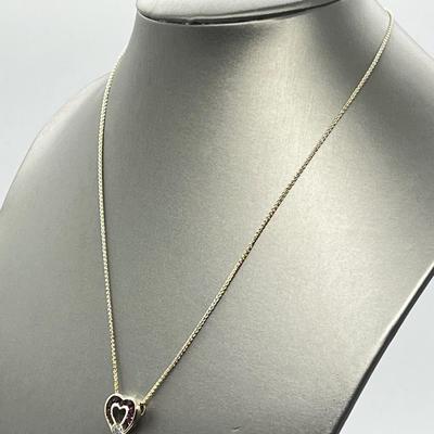 LOT 177: Diamonique Sterling Silver Ruby Sweetheart Pendant w/ 18" Chain