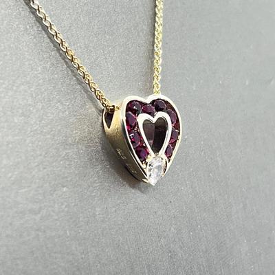 LOT 177: Diamonique Sterling Silver Ruby Sweetheart Pendant w/ 18" Chain