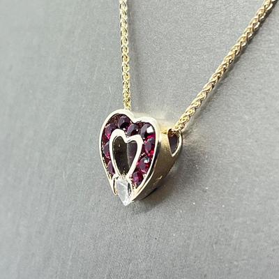 LOT 177: Diamonique Sterling Silver Ruby Sweetheart Pendant w/ 18" Chain