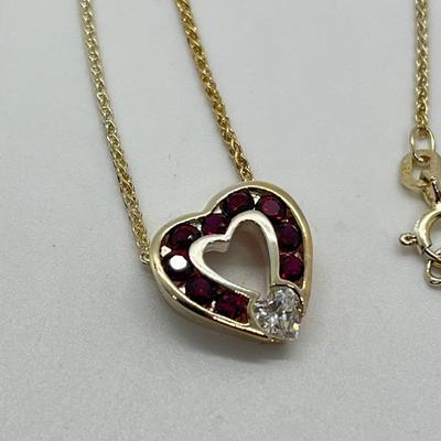 LOT 177: Diamonique Sterling Silver Ruby Sweetheart Pendant w/ 18" Chain