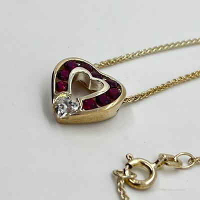 LOT 177: Diamonique Sterling Silver Ruby Sweetheart Pendant w/ 18" Chain