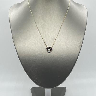 LOT 177: Diamonique Sterling Silver Ruby Sweetheart Pendant w/ 18" Chain