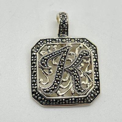 LOT Suspicion Sterling Silver & Marcasite Initial "K" Enhancer/Pendant