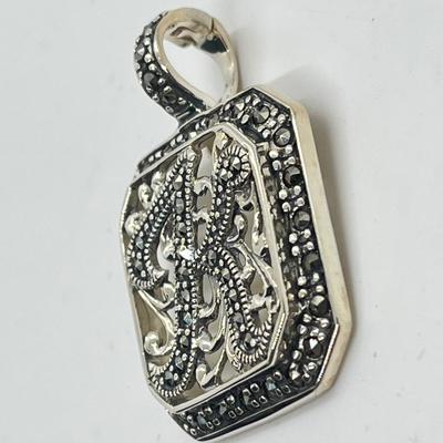 LOT Suspicion Sterling Silver & Marcasite Initial "K" Enhancer/Pendant
