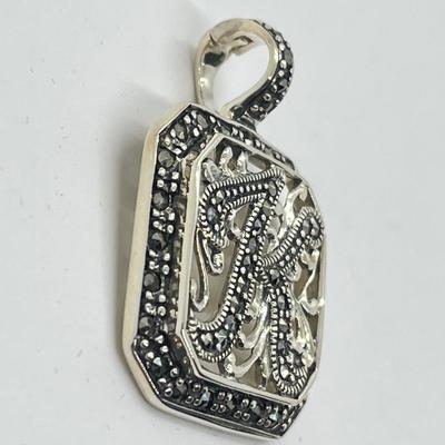 LOT Suspicion Sterling Silver & Marcasite Initial "K" Enhancer/Pendant