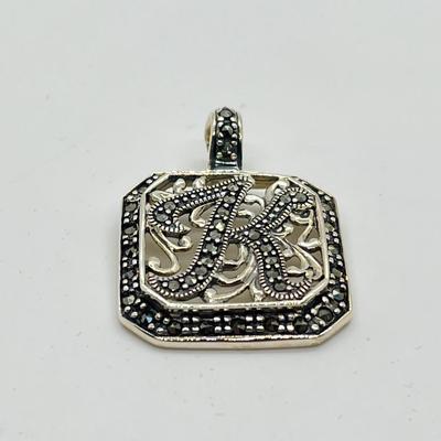 LOT Suspicion Sterling Silver & Marcasite Initial "K" Enhancer/Pendant
