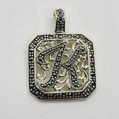 LOT Suspicion Sterling Silver & Marcasite Initial "K" Enhancer/Pendant
